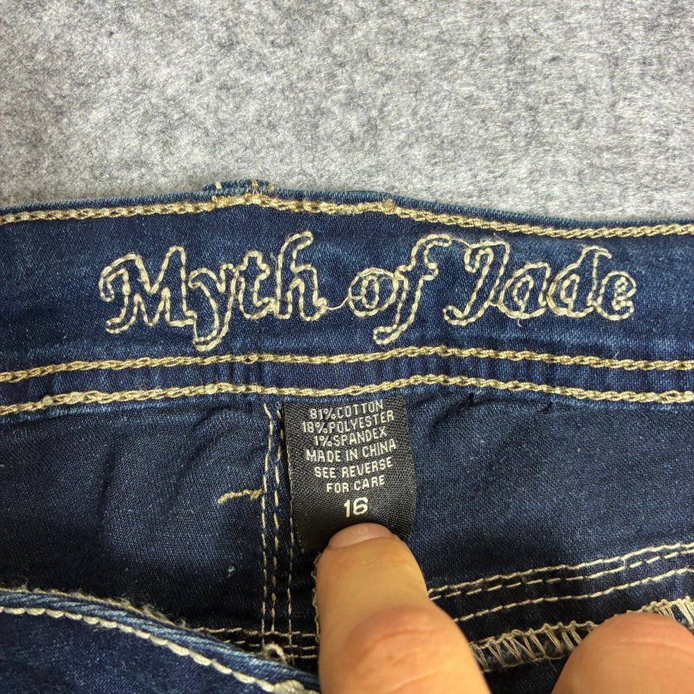 Y2K Myth Of Jade Womens 18W 36x32 Bootcut Jeans Dark Wash Blue Stretch Denim - Picture 2 of 8